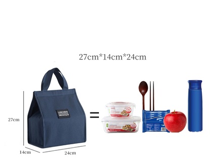 Popular lunch box handbag thermal bag (navy blue - medium size [zipper version for better insulation])