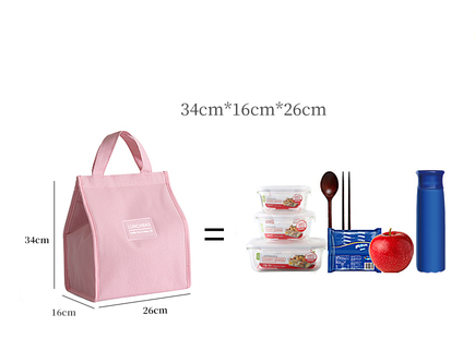 New lunch box handbag thermal bag (pink--large size [zipper version is more insulating])