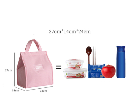 New lunch box handbag thermal bag (pink--medium size [zipper version is more insulating])