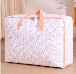 新款整理儲物袋透（3D印花款--橙色）（超大號70*50*30cm（裝8-12斤棉被））