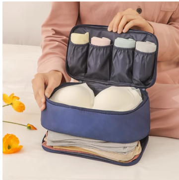新款內衣收納袋（分層內衣包--藏青色）