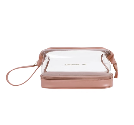 New cosmetics storage bag (transparent double layer--Cloud Bag [Sakura Pink])