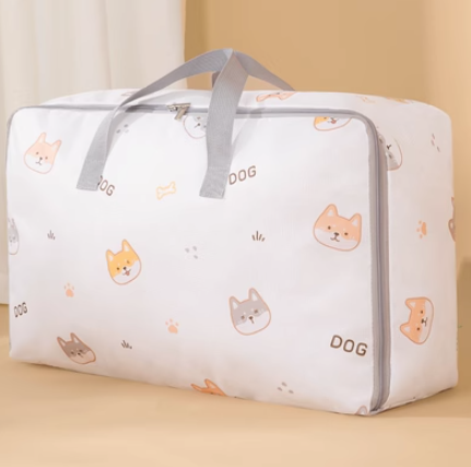 新款兒童棉被收納袋（灰色柴犬）超大號70*50*30cm(13斤厚被）
