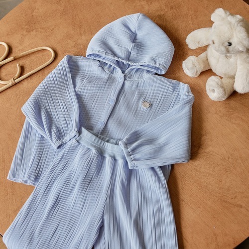 DOT SILVER 羅紋彈性連帽開襟衫&褲子兩件套