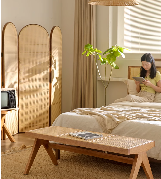 納一家 藤編屏風