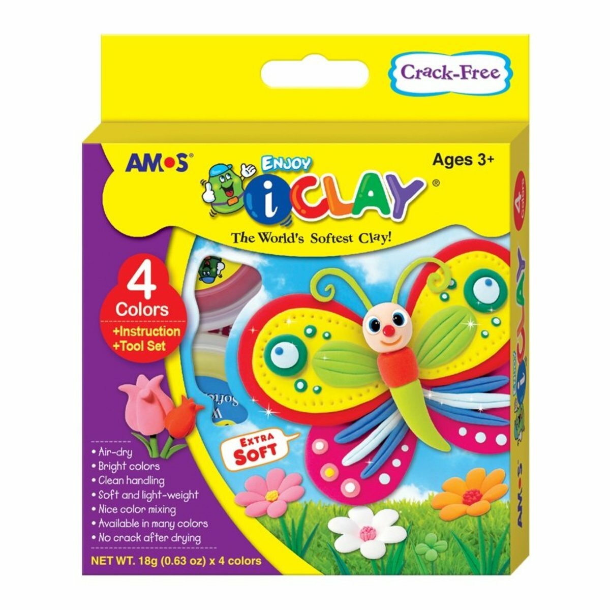 AMOS - 韓國 AMOS iCLAY® 蝴蝶造型 輕黏土, 4色套裝 #IC18P4《香港行貨》- 1 套