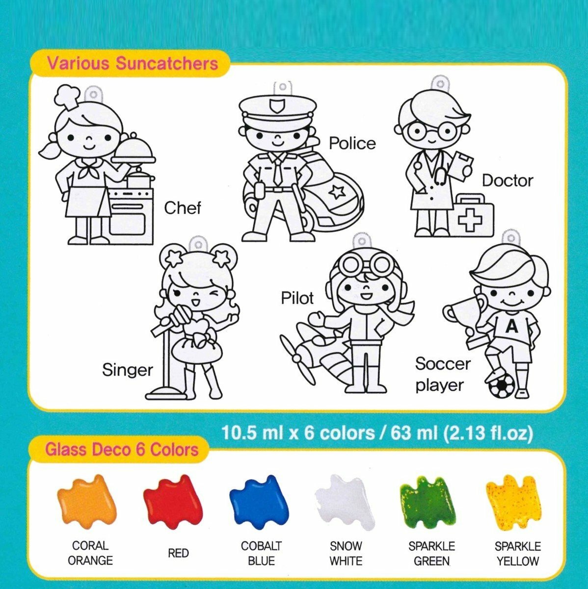 AMOS - 韓國 AMOS 繪畫玻璃彩連掛飾膠牌, 專職 10.5毫升 x 6色(小盒裝) #SD10P6-JB《香港行貨》 - 1 套