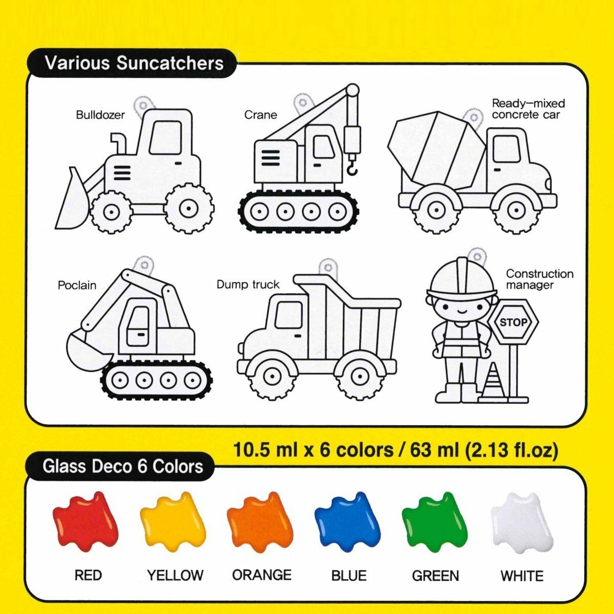 AMOS - 韓國 AMOS 繪畫玻璃彩連掛飾膠牌, 建造 10.5毫升 x 6色(小盒裝) #SD10P6-CT《香港行貨》- 1 套