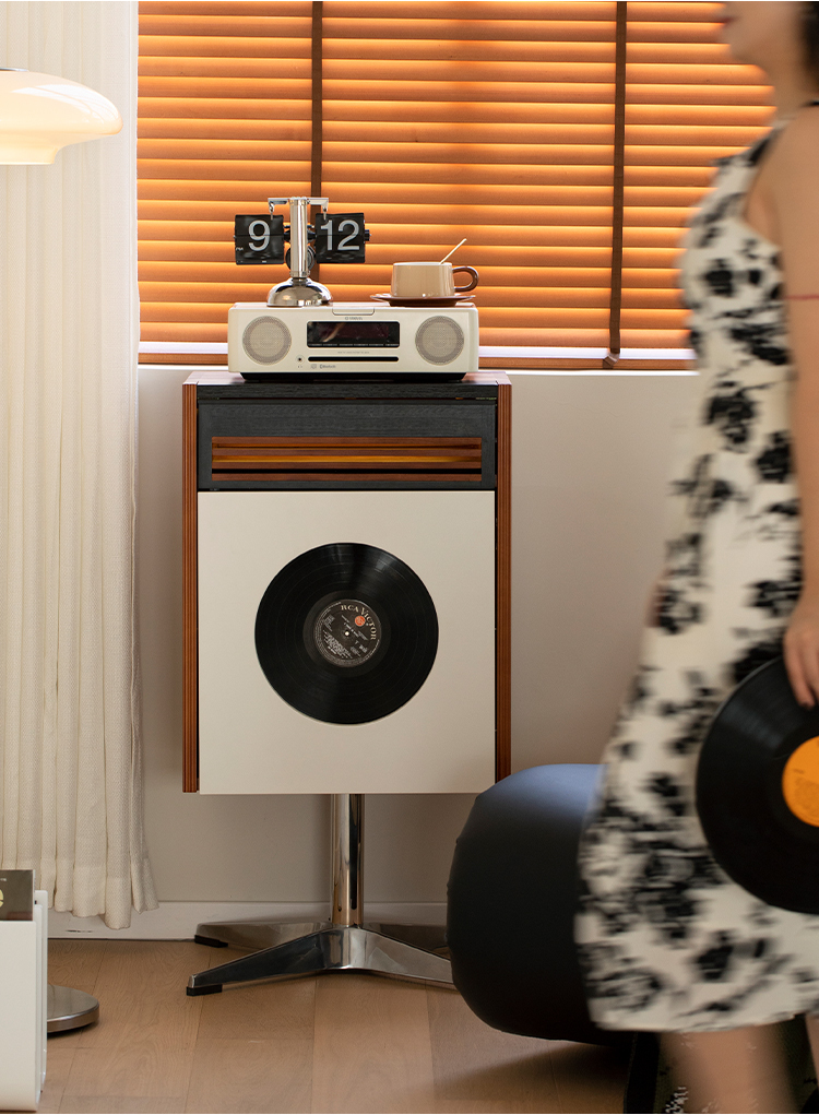 森下林間 實木復古唱片機收納櫃