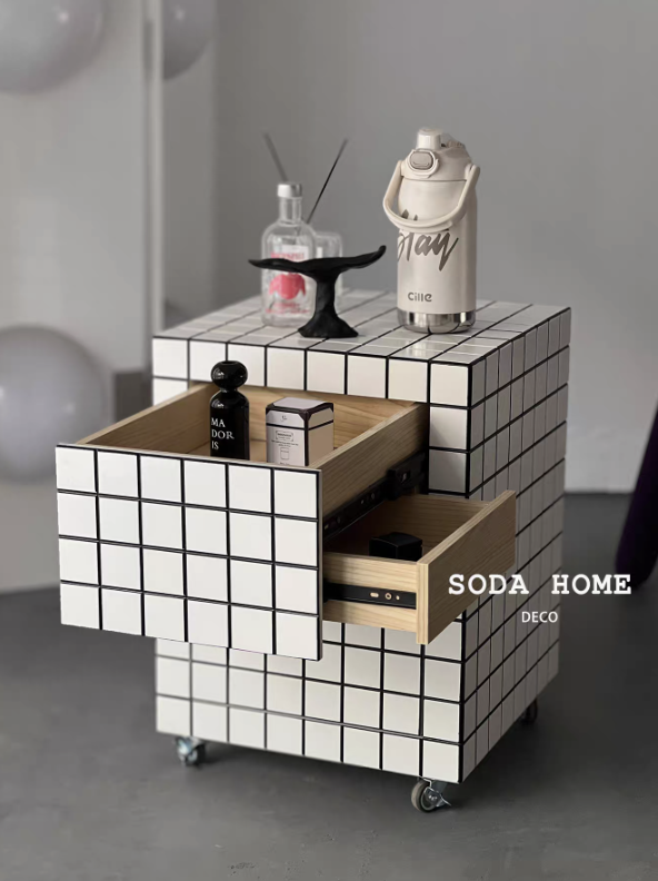 搜嗒家具 小推車收納邊几斗櫃