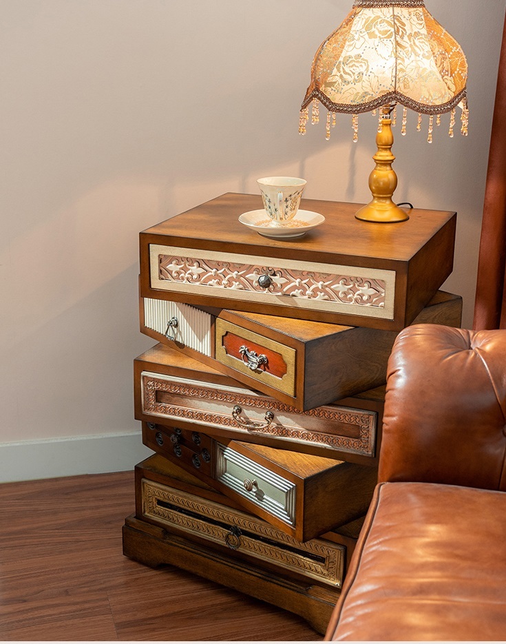 美迪克家居 美式復古旋轉床頭櫃