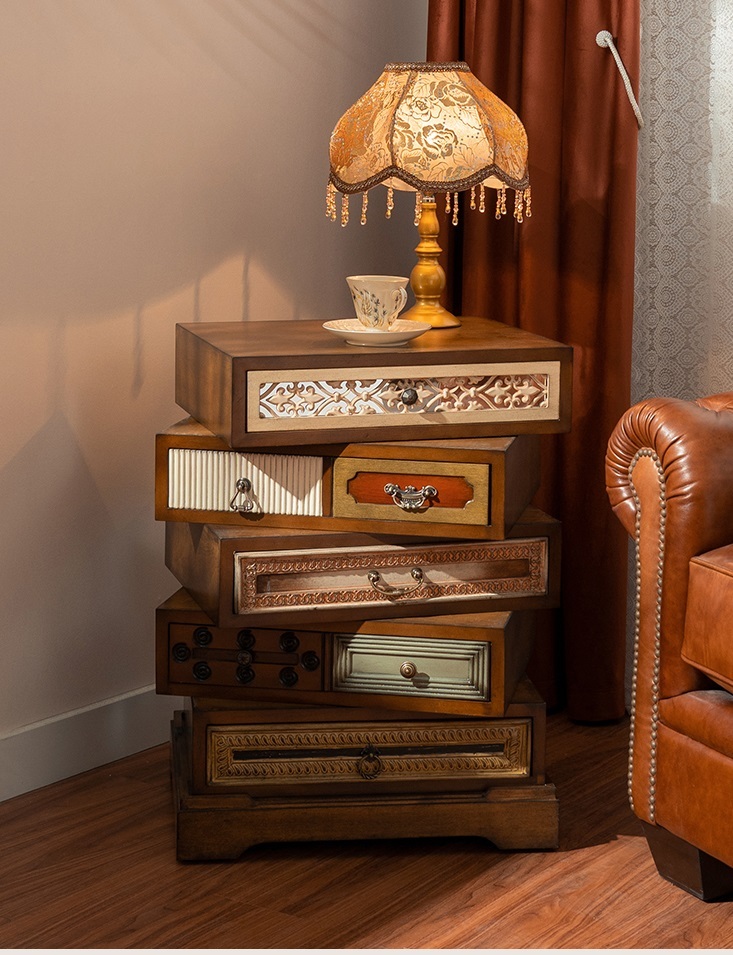 美迪克家居 美式復古旋轉床頭櫃