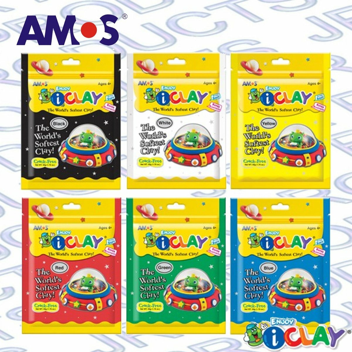 AMOS - 韓國 AMOS iCLAY® 50克 袋裝輕黏土, 6色系列《香港行貨》