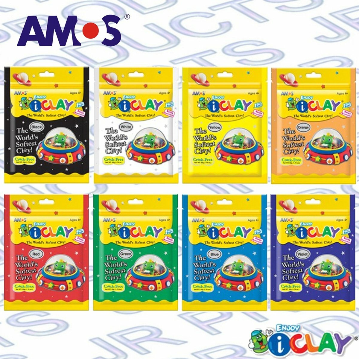 AMOS - 韓國 AMOS iCLAY® 50克 袋裝輕黏土, 8色系列《香港行貨》