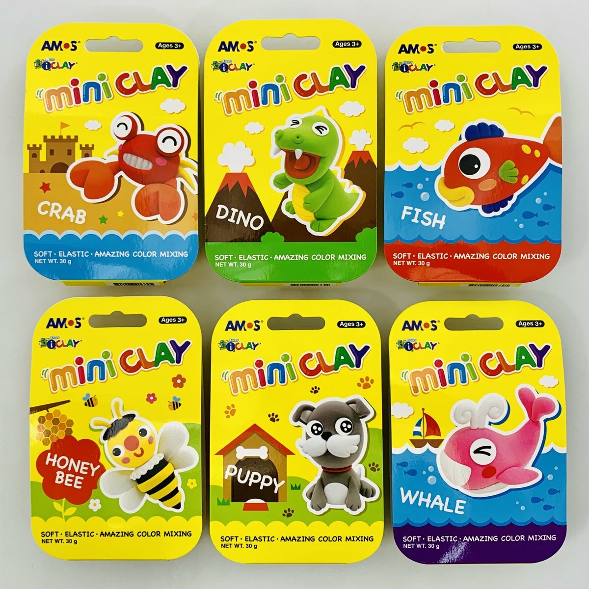 AMOS - 韓國 AMOS iCLAY® 30克 迷你裝輕黏土, 6款優惠套裝 #IC30《香港行貨》- 6包套裝