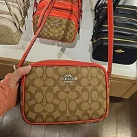 [S] COACH CR135 SIGNATURE JAMIE CAMERA BAG,SV/KHAKI/MIAMI RED, 196395290468, FINAL SALES (SCO916)