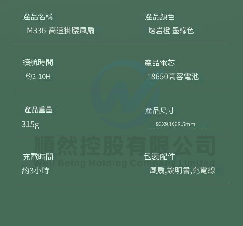 100 Mini fan 100檔隨身夾掛腰風扇