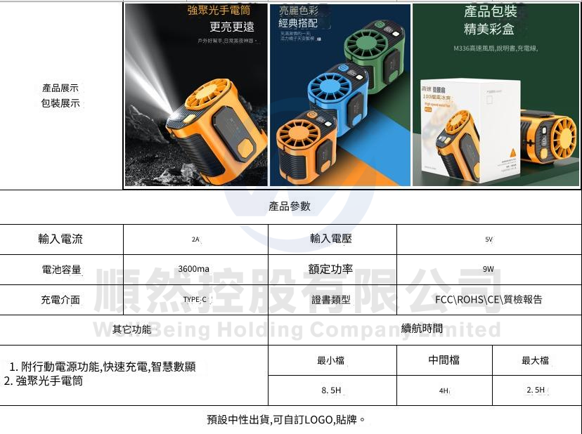 100 Mini fan 100檔隨身夾掛腰風扇