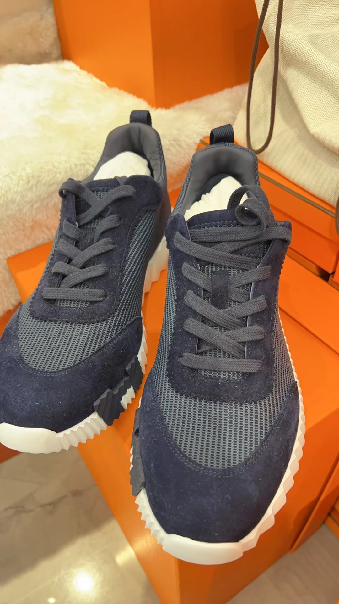 Hermes 藍色紅H波鞋 -M