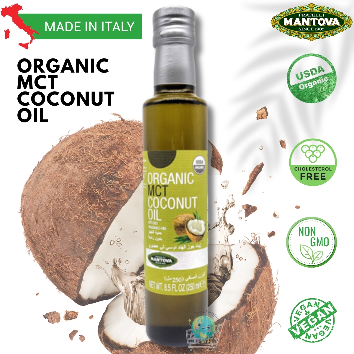 Fratelli Mantova - 意大利百年品牌有機生酮無椰味椰子油 250ml 100% MCT