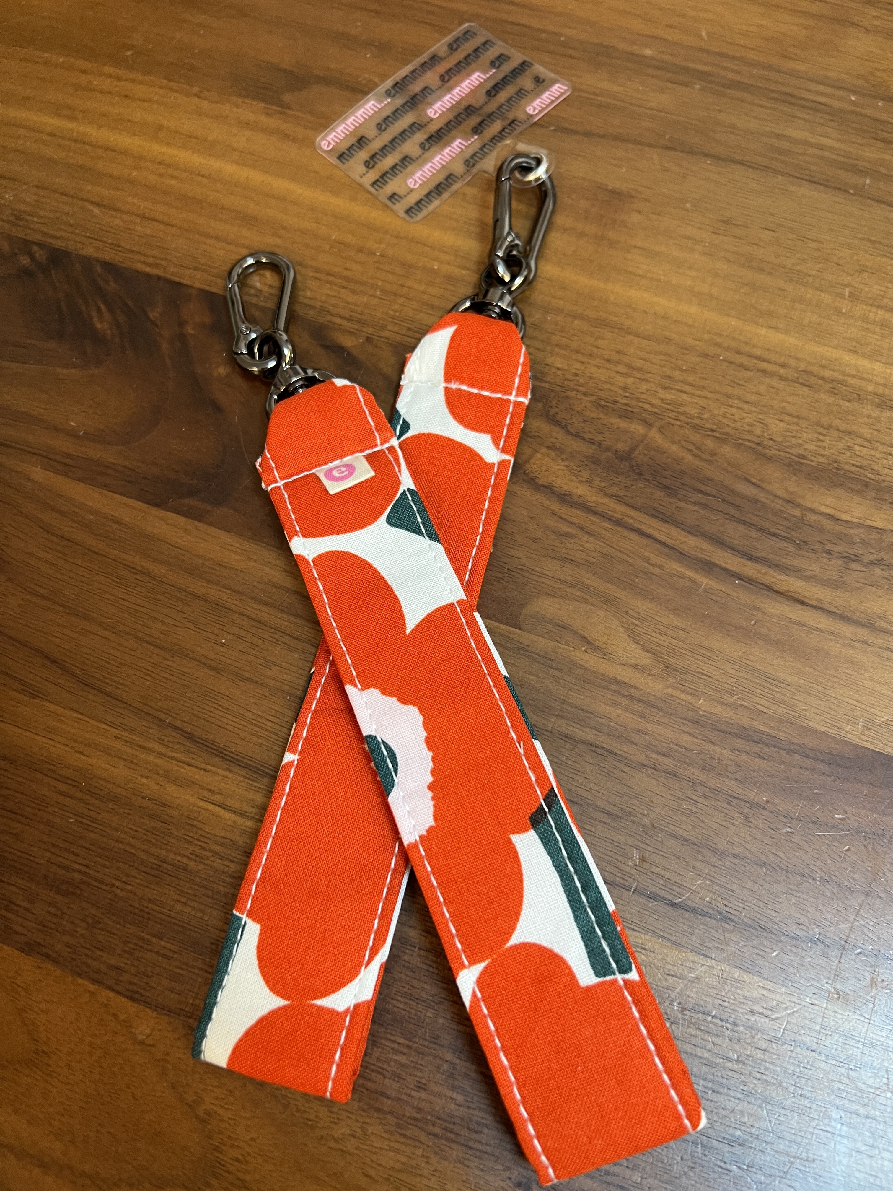Phone Charm 手機手帶 | Marimekko cotton fabric | orange red x dark green 細花