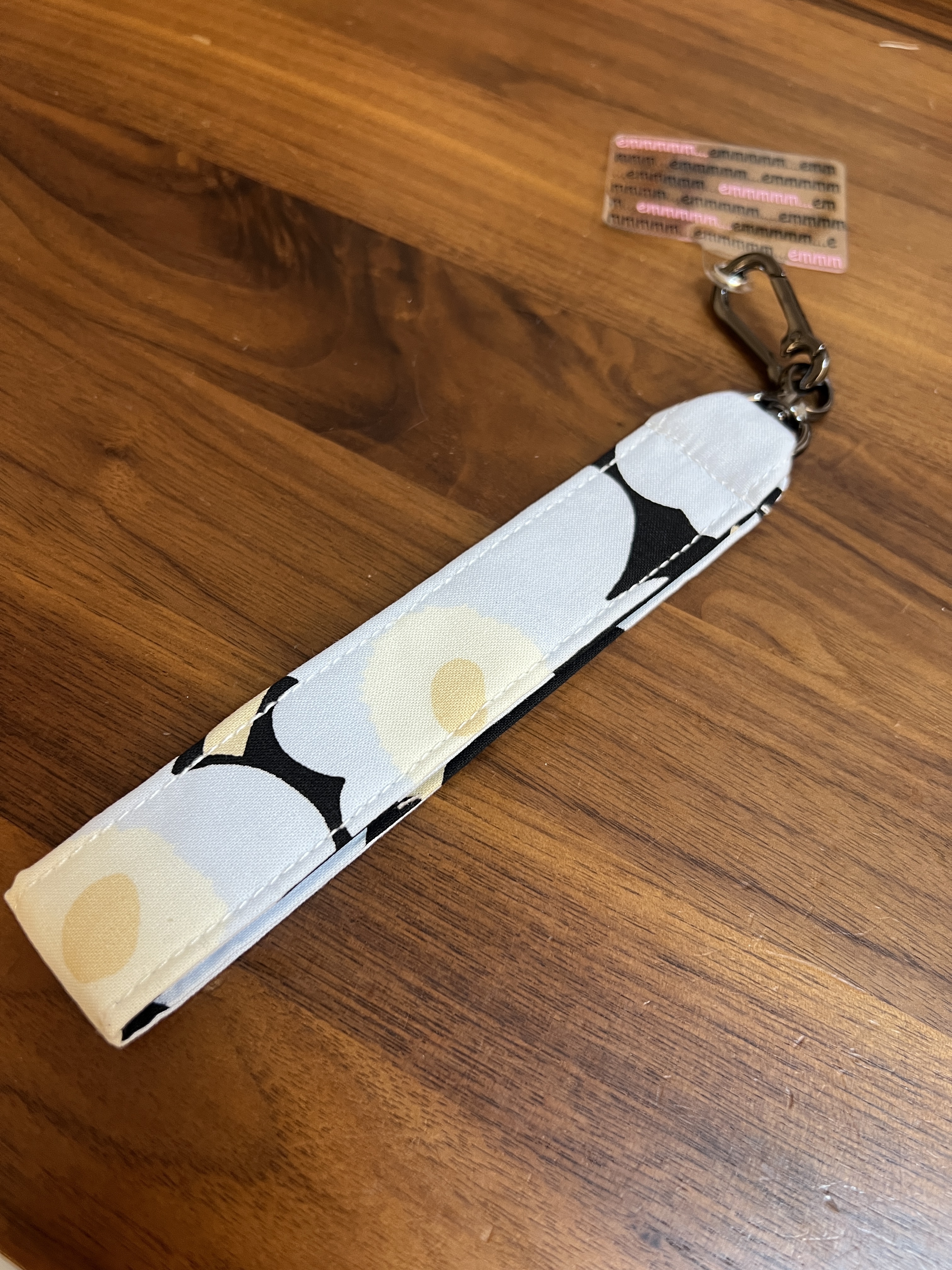 Phone Charm 手機手帶 | Marimekko cotton fabric | light blue x black 細花