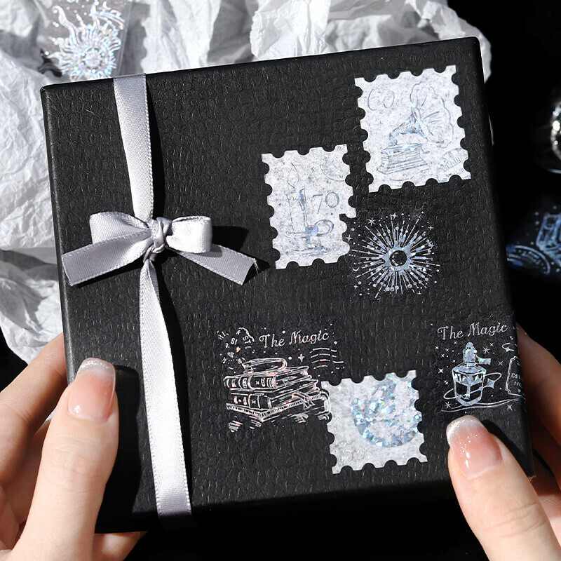 魔法_郵票貼紙 45枚 箔押 和紙貼紙包｜日本 BGM