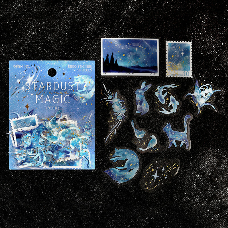 星座 星塵魔法系列 30枚 PET貼紙包｜日本 BGM