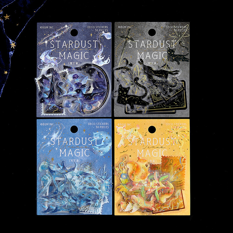 星座 星塵魔法系列 30枚 PET貼紙包｜日本 BGM