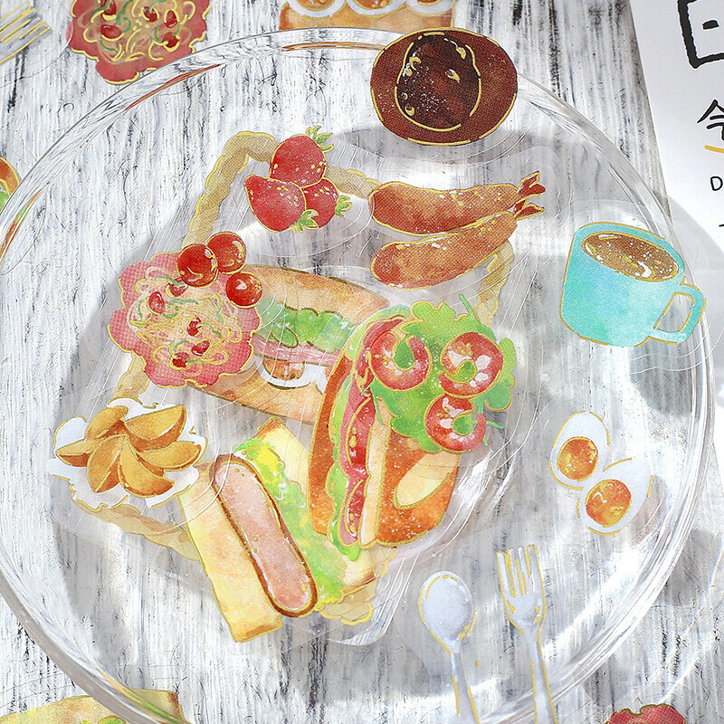 西式三明治 吃飯日記系列 45枚  燙金PET貼紙包｜日本 BGM