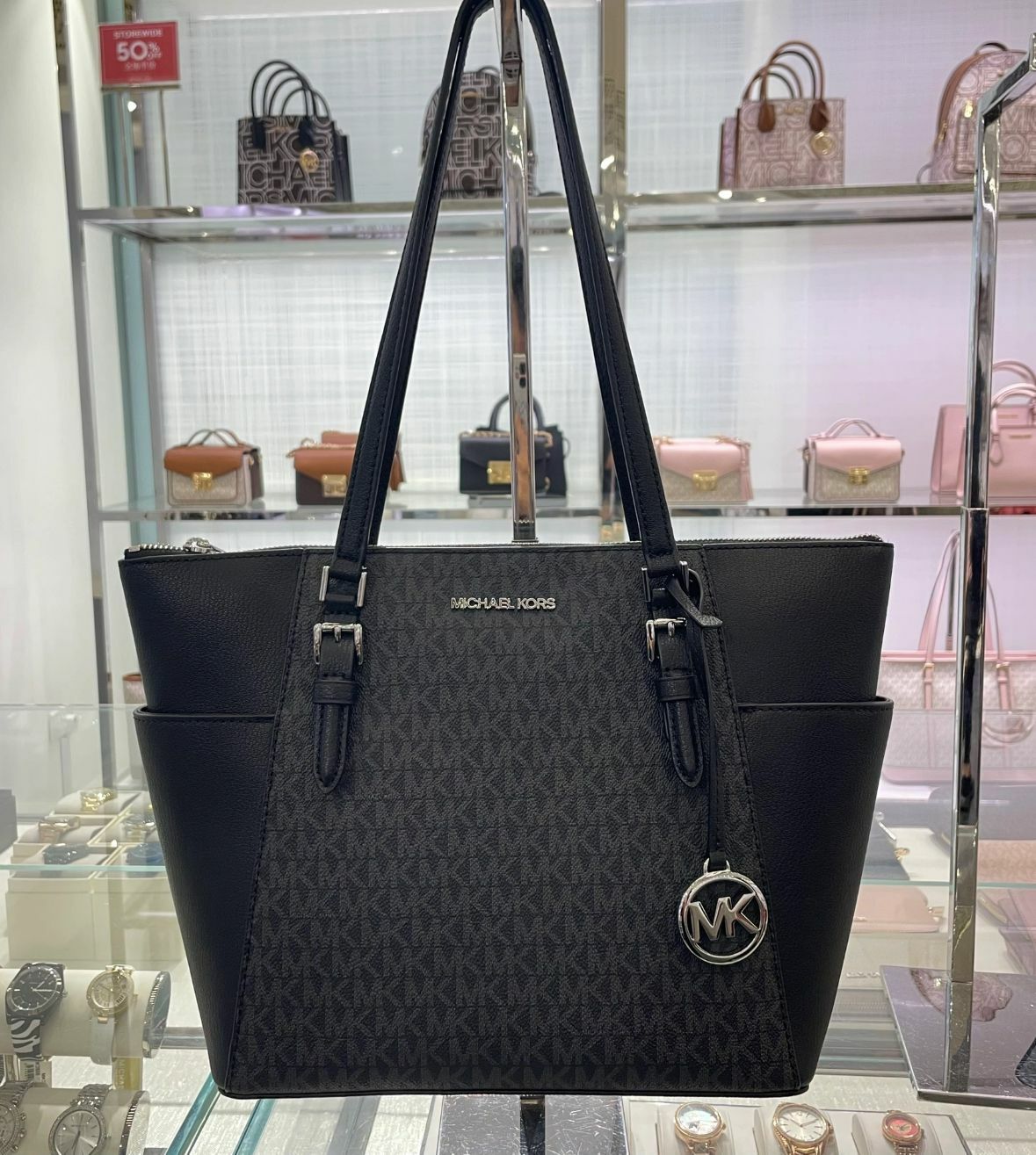 【預購】Michael Kors F072512 TOTE 包包（黑logo花）