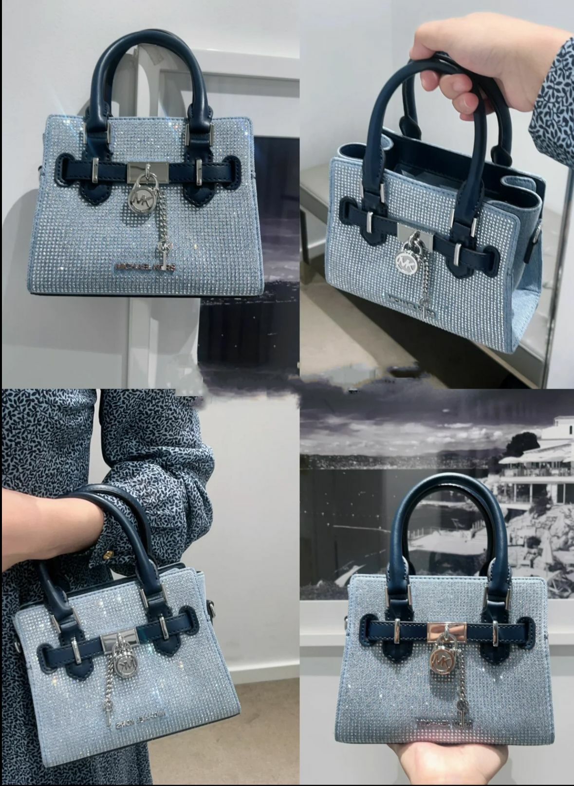 【預購】Michael Kors F072513 水晶綴飾水洗牛仔包包