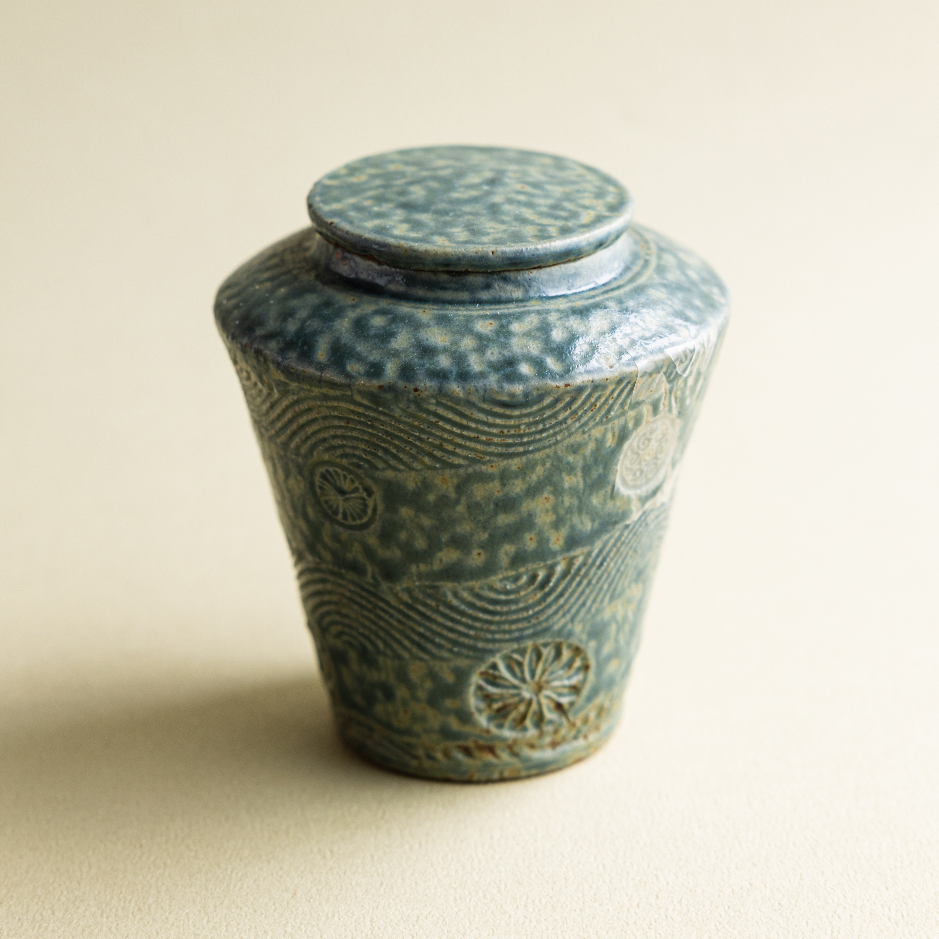 【寶來陶】梳印紋茶倉