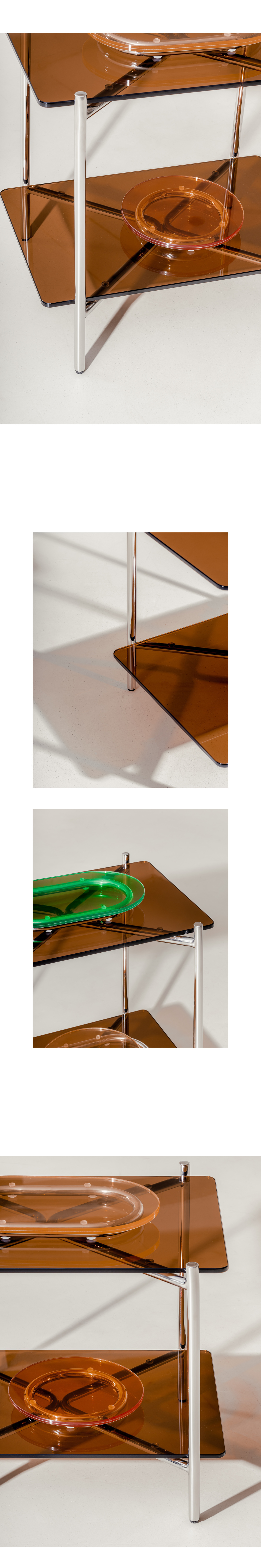 7UHR-NOV 棕色方桌,實際照片,不鏽鋼結構,棕色安全強化玻璃。