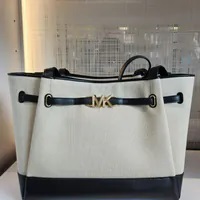 [S] MICHAEL KORS 35T4G6RT3C REED LG BELTED TOTE,BLACK, 196237920744 (SMK979)