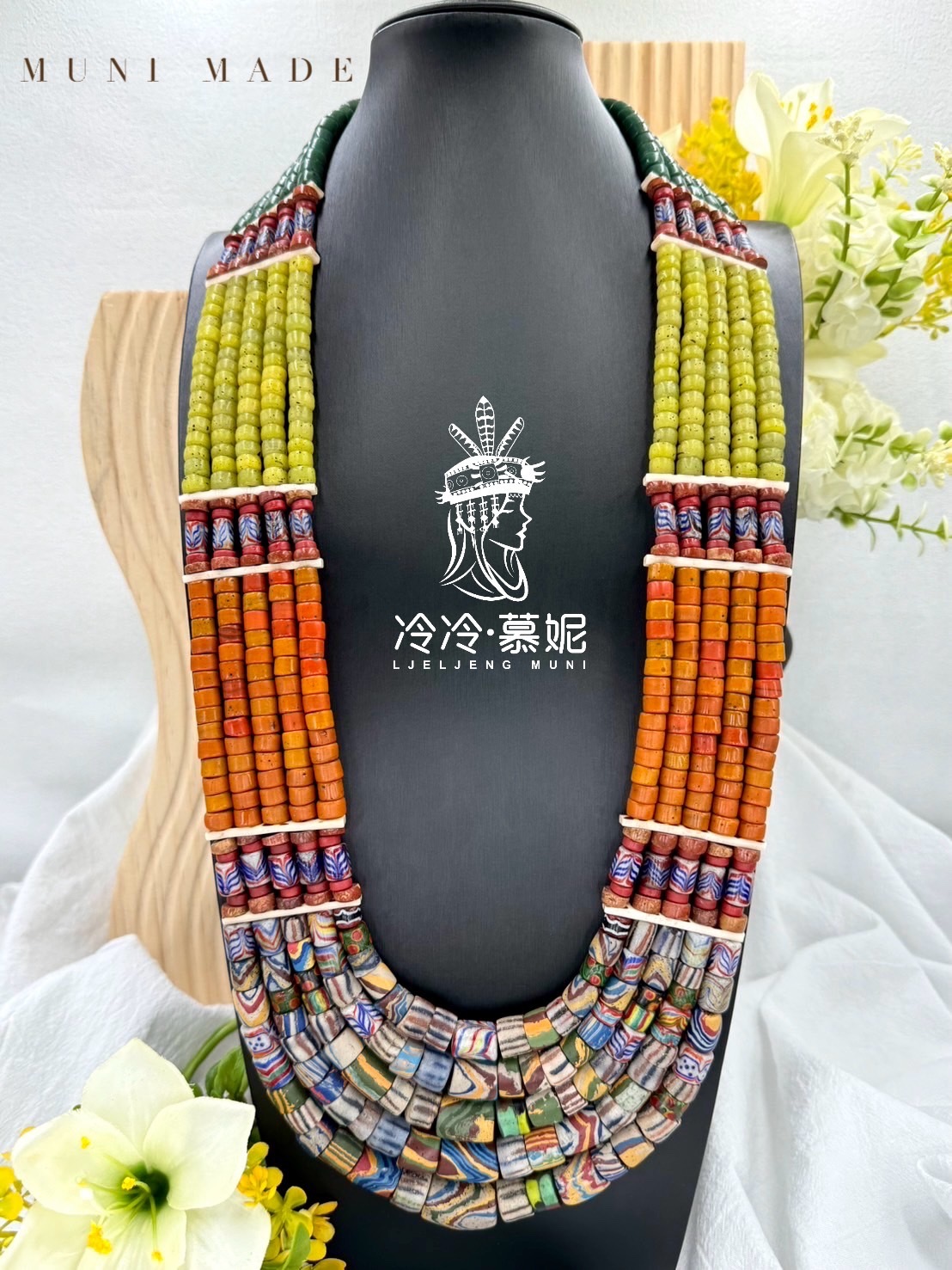 Muni-No.21傳統花珠五排長鍊77cm