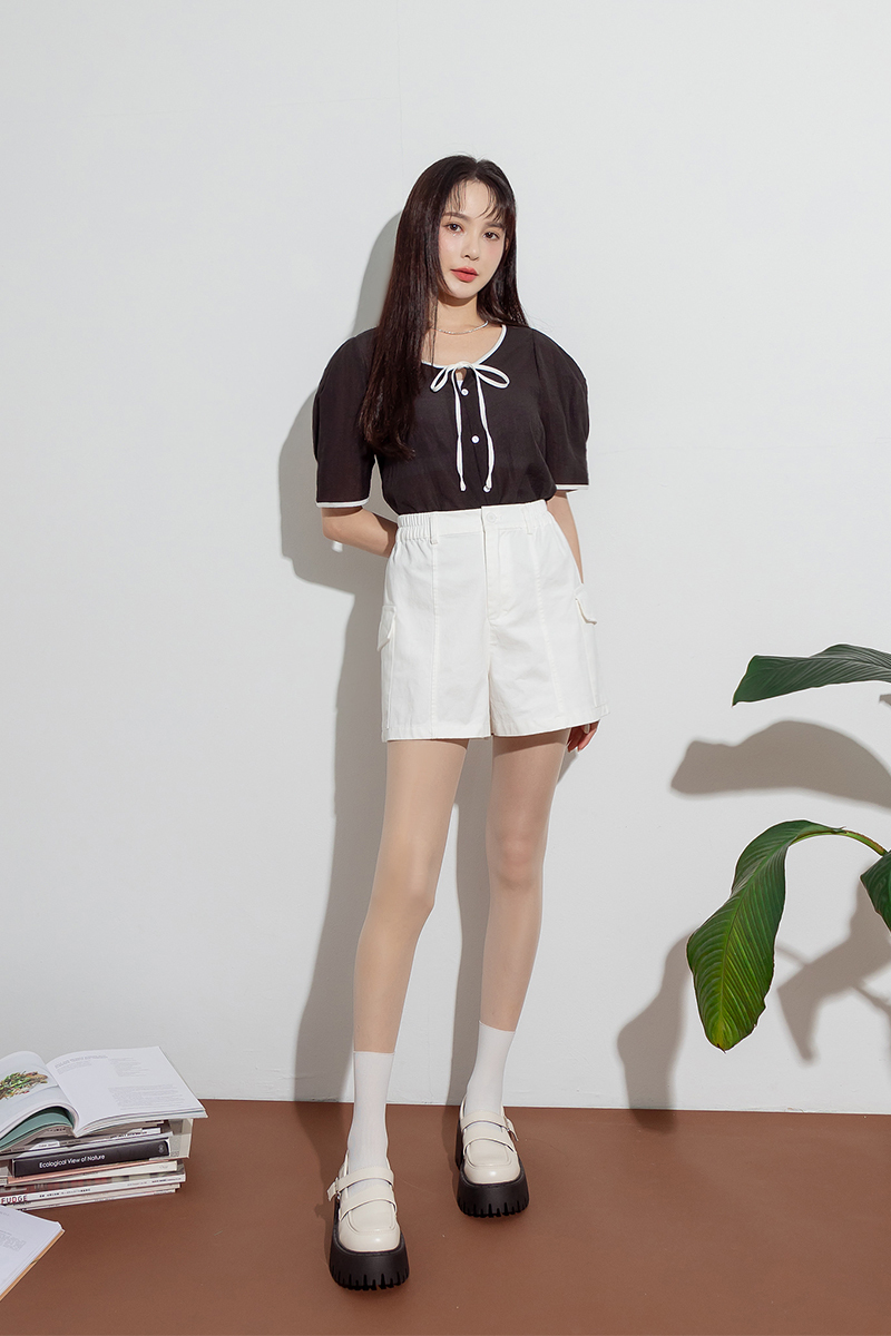 【官網限定】氣質拼色綁帶上衣