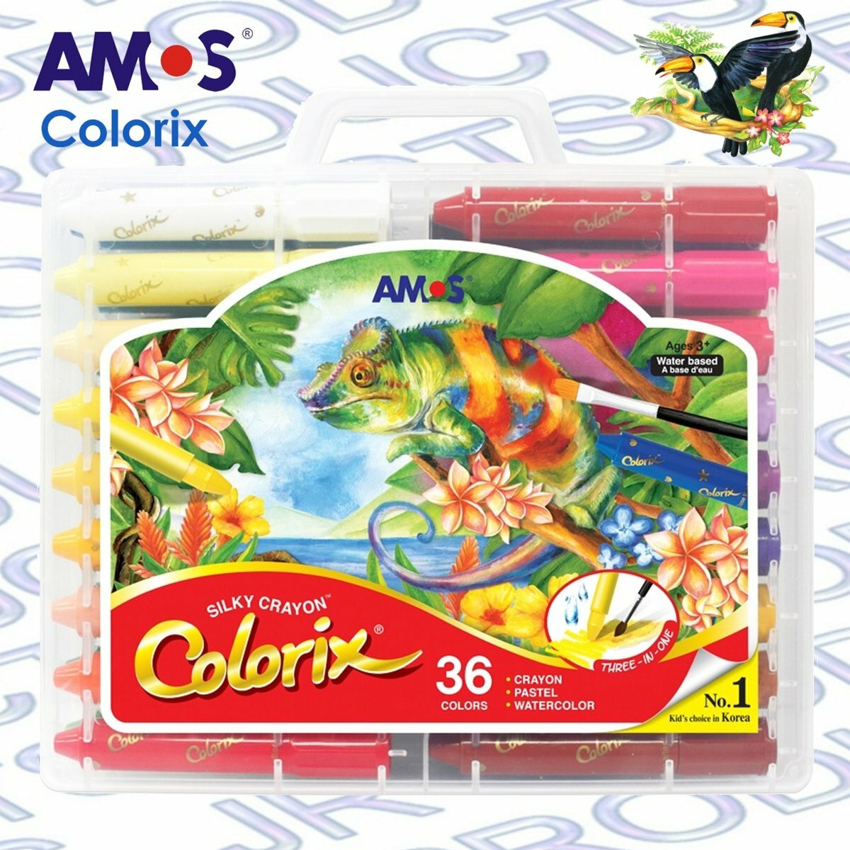 AMOS - 韓國 AMOS Colorix® 粗杆3合1水彩粉彩蠟筆, 36色套裝 #CRX5PC36《香港行貨》- 1 套
