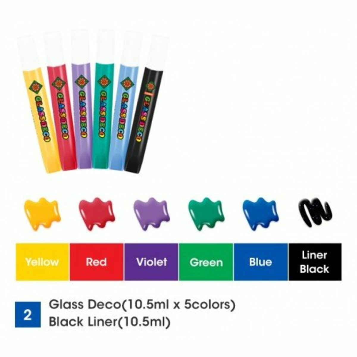 AMOS - 韓國 AMOS 繪畫玻璃彩, 海洋生物 10.5毫升 x 6色盒裝 #GD10P6《香港行貨》- 1 套