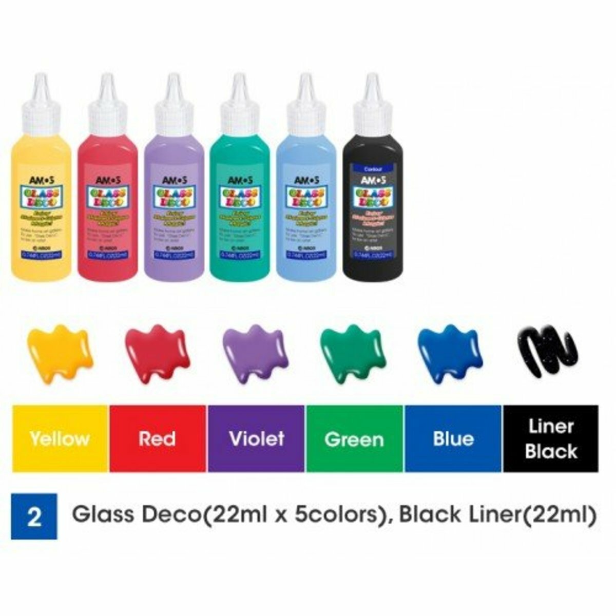 AMOS - 韓國 AMOS 繪畫玻璃彩, 花園觀景 22毫升 x 6色盒裝 #GD22PW6《香港行貨》- 1 套