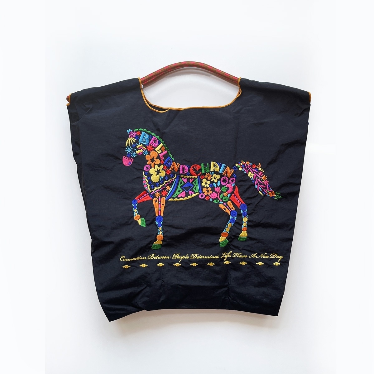 Ball＆Chain 刺繡環保購物袋 M號 - 黑 (30103501)