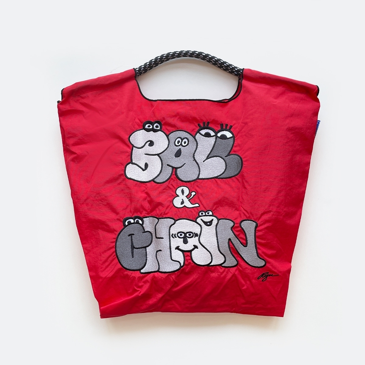 Ball＆Chain 刺繡環保購物袋 M號 - 紅 (31400305)