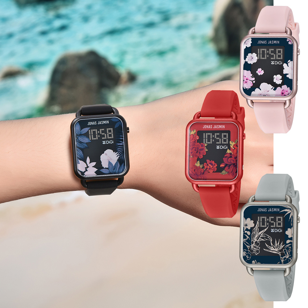 【Jonas Jasmin 喬納斯】JJ-2257 花朵系列 女士潮流優雅時尚 繽紛質感 櫻花玫瑰 電子錶 手錶