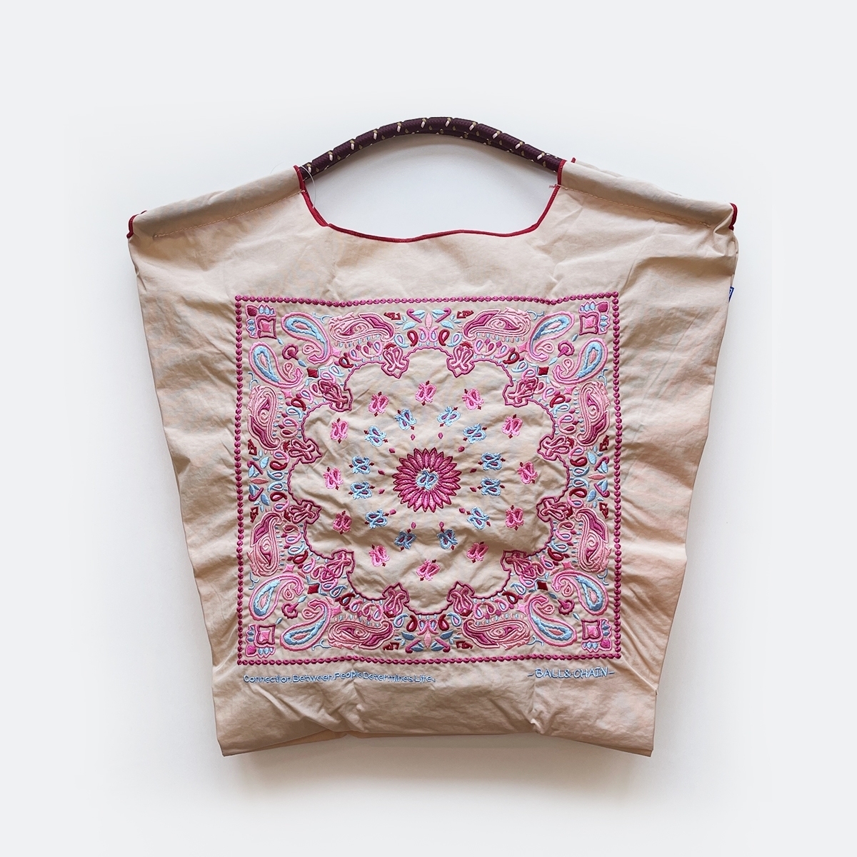 Ball＆Chain 刺繡環保購物袋 M號 - 淺卡其 (30100803)