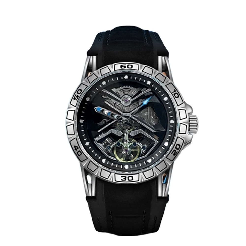 【RAKSA DUKE羅薩公爵】RSD-027 潮流運動機械錶 夜光指針刻度 鏤空錶盤 小牛皮錶帶 機械錶 49MM-