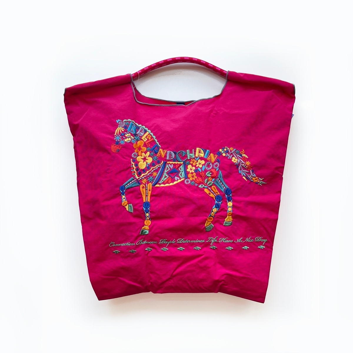 Ball＆Chain 刺繡環保購物袋 M號 - 粉 (30103509)