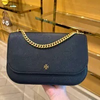 [S] TORY BURCH EMERSON E/W FLAP ADJUSTABLE SHOULDER BAG,BLACK, 147214-001 (STB552)