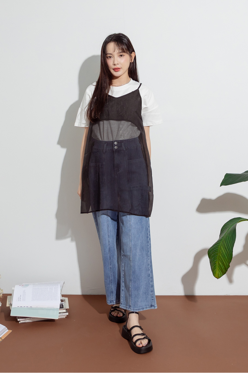 【官網限定】透明感薄紗細肩背心