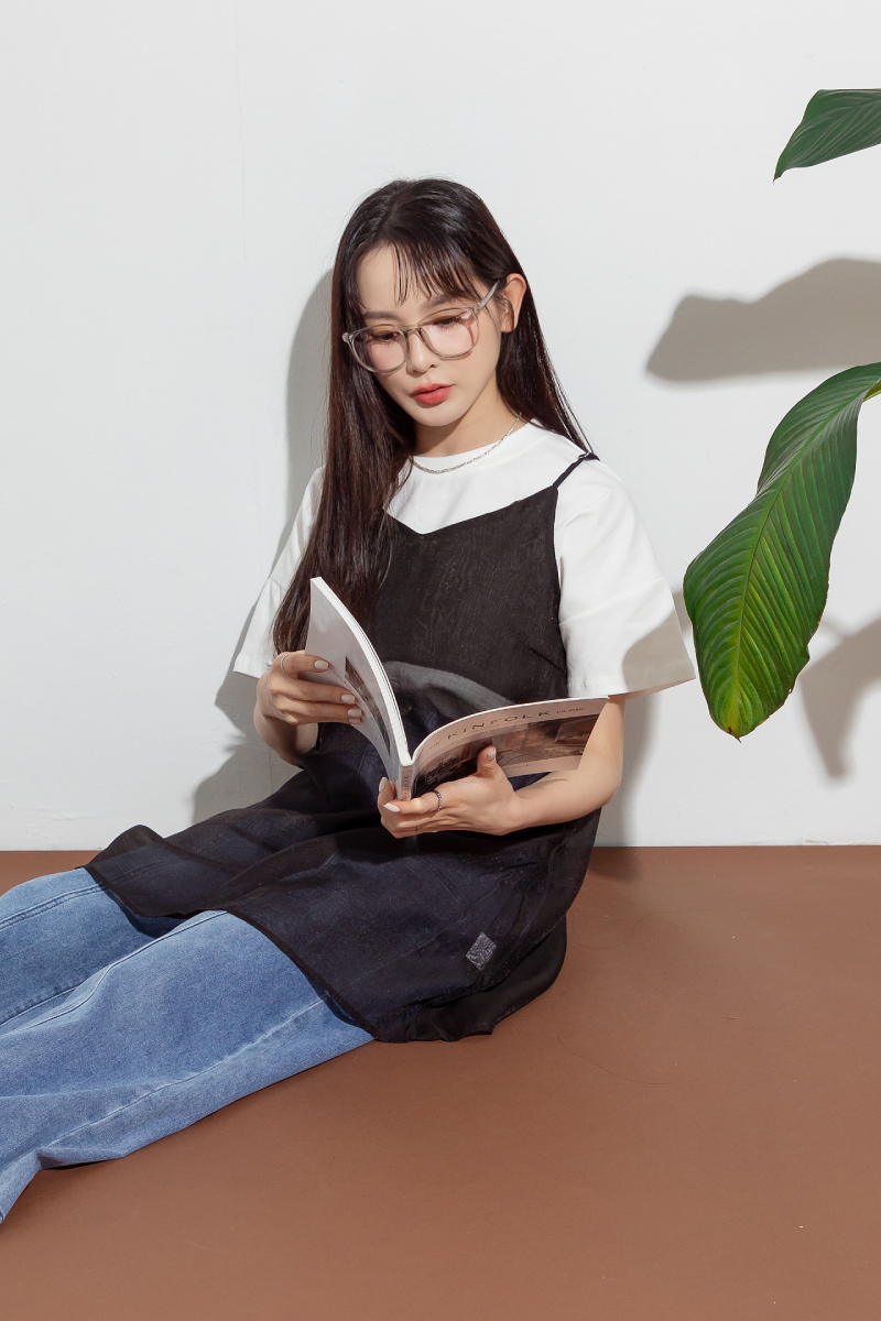 【官網限定】透明感薄紗細肩背心