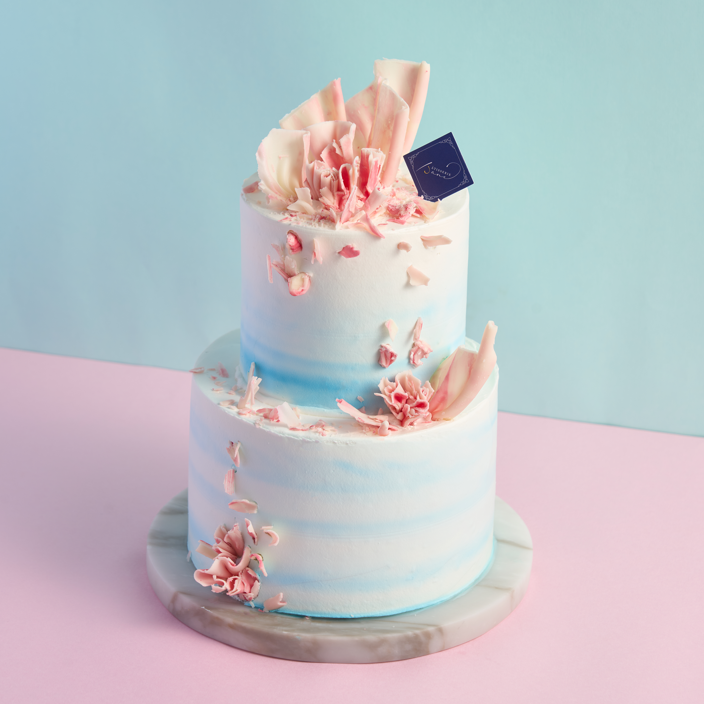 Watercolor 2 Tier Cake [Blue]